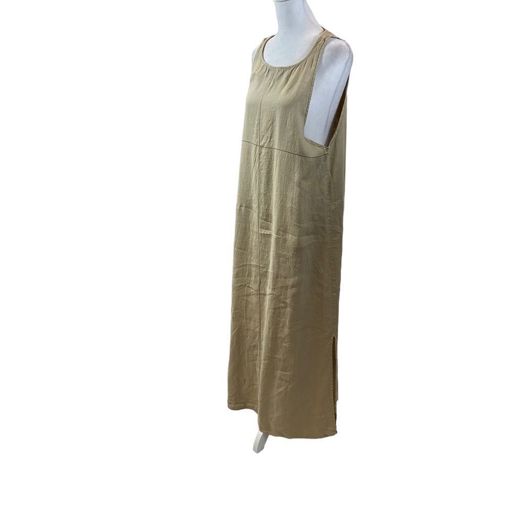 Max Studio Leonmax Brand Beige Linen Maxi Dress Size Medium